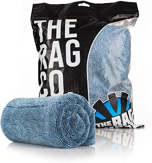 The Rag Company - The 1500 - Heavy Duty Car Drying Towel; Perfect for Trucks, Commercial Vehicles, RVs, Boats, and More; Premium 70/30 Blend Twist Loop Design, 1500gsm, 30in x 30in, Denim
