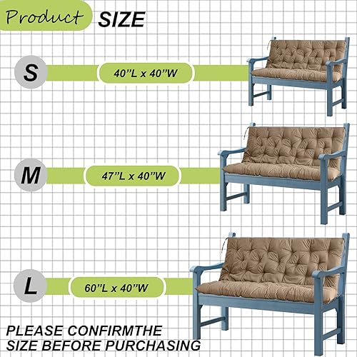 Miniatura 6 de Cojín de repuesto para columpios, cojín impermeable para columpio de porche, cojín de asiento de repuesto para 2-3 asientos con respaldo y lazos