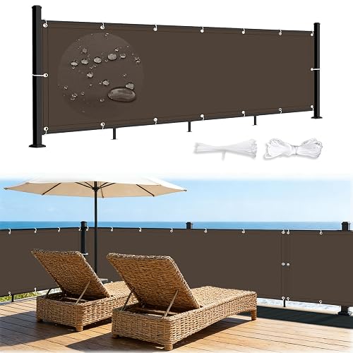 3'x9'9" Waterproof Balcony Privacy Screen Fence 95% UV Block Windproof