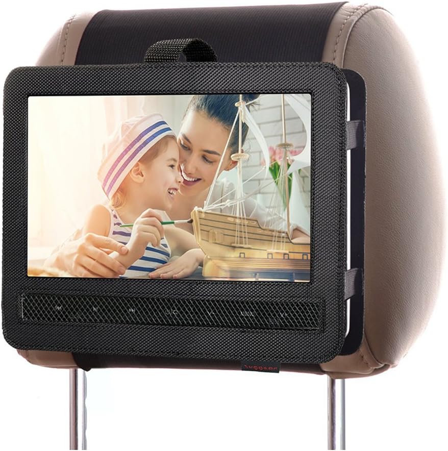 ZugGear Car Headrest Mount Holder Strap Case for Swivel and Flip Style Portable DVD Player - 10 Inch to 10.5 Inch Screen