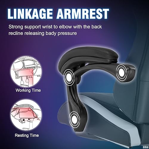 Miniatura 7 de GTPLAYER Silla de juegos, sillas ergonómicas para computadora de juegos con reposapiés para adultos, silla de juegos de PC ajustable con función