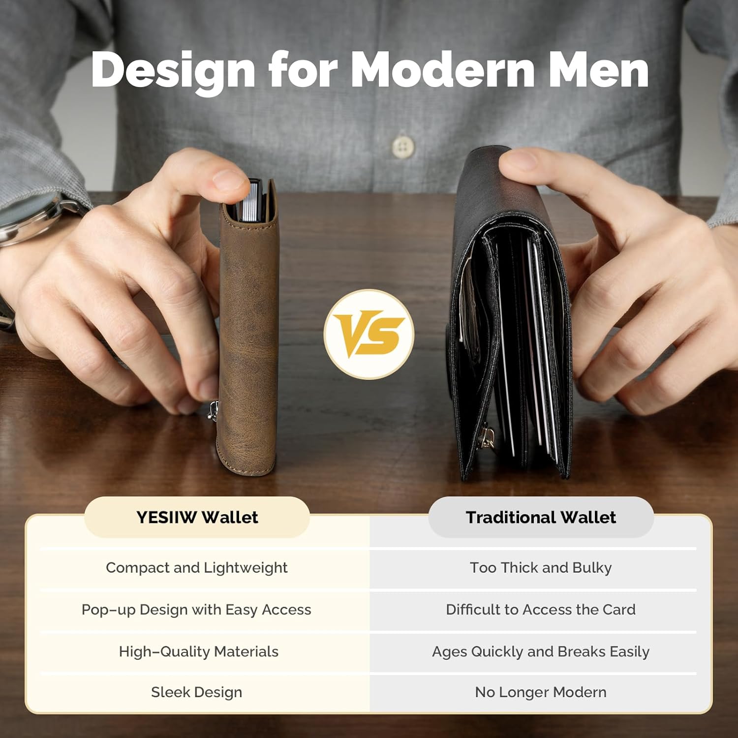 YESIIW Credit Card Holder Wallet for Men RFID Blocking Slim Minimalist Metal Wallet with Money Pocket Contactless Card Protector - Image 6