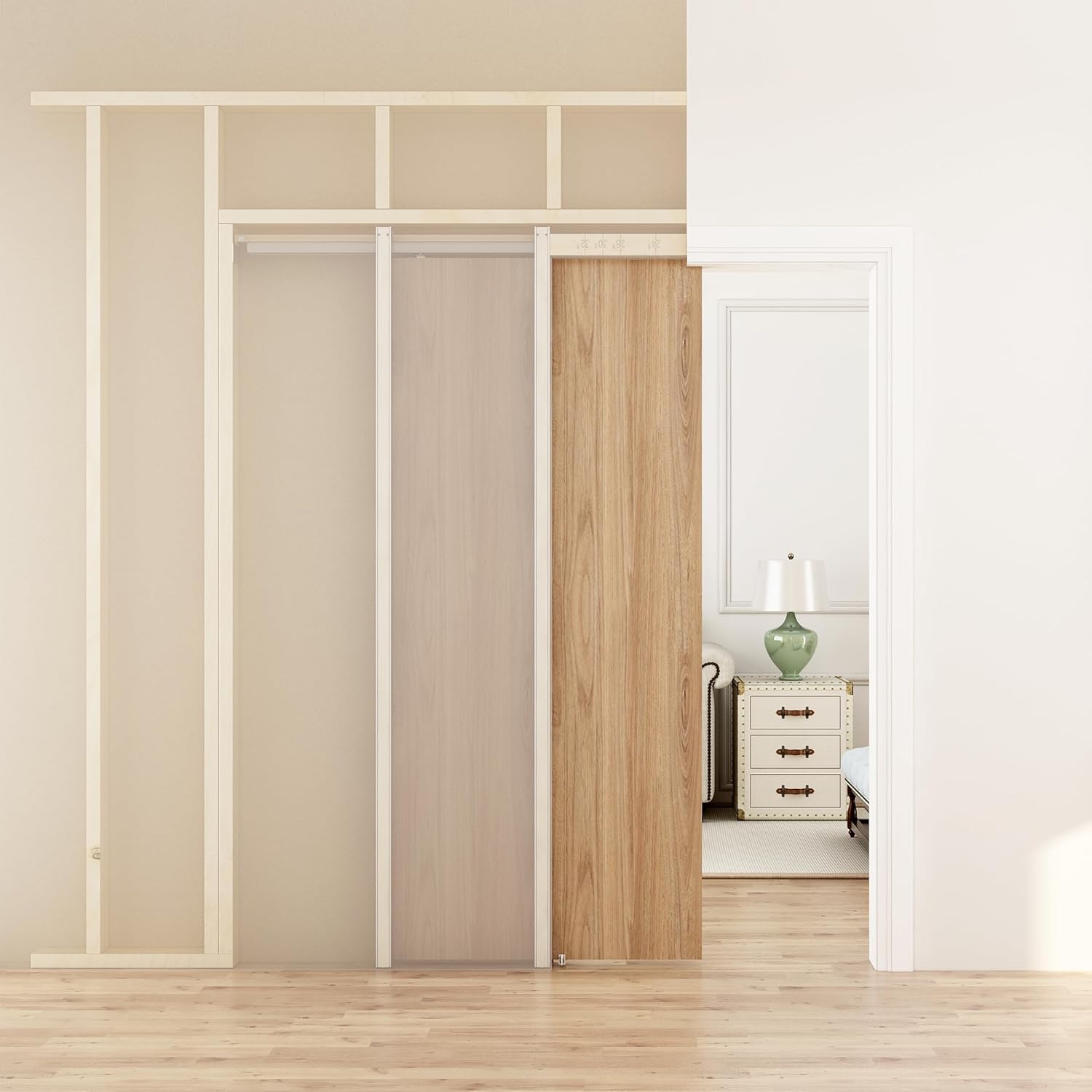 JUBEST Pocket Door Frame Kit Installed