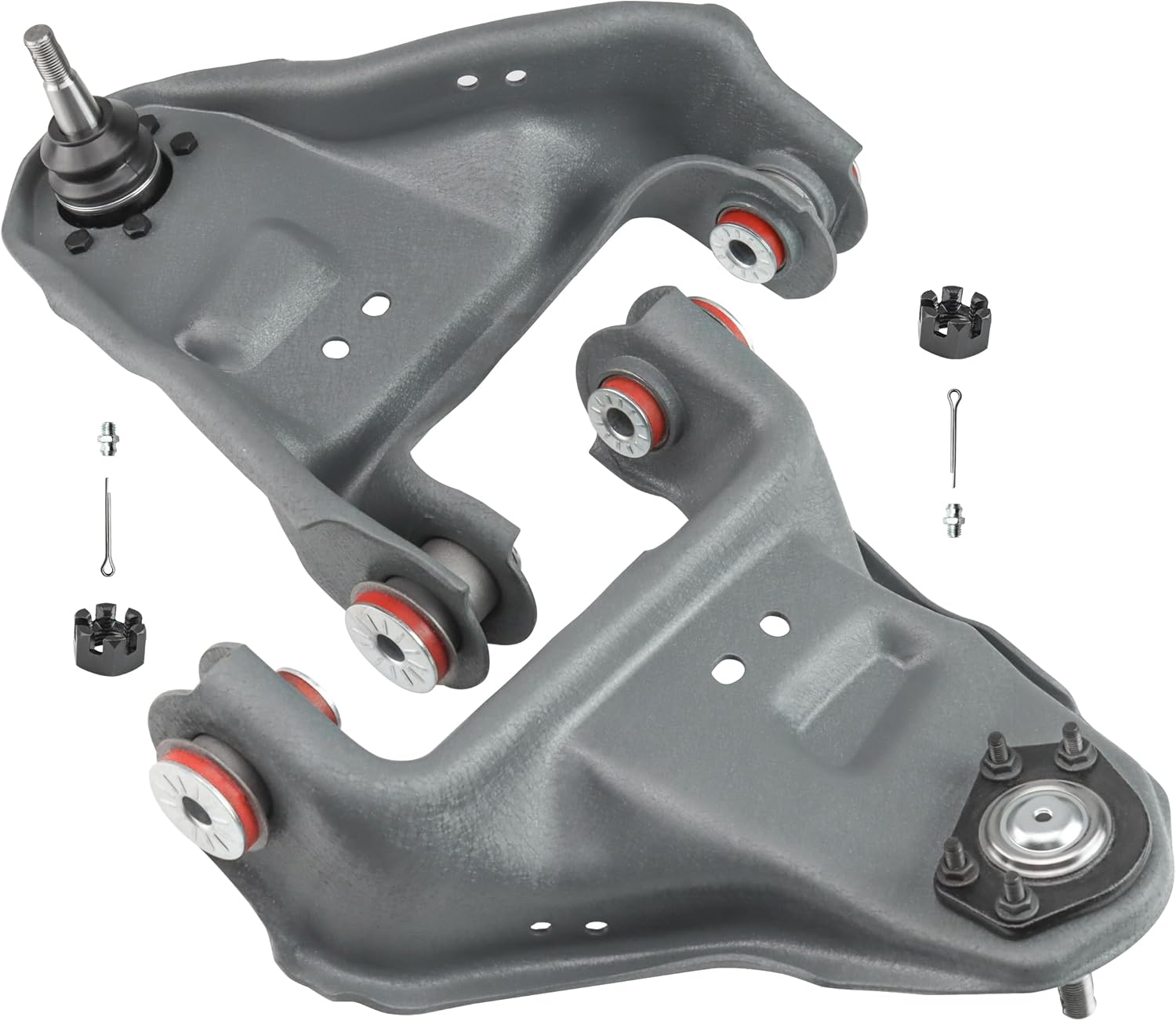 4WD Front End 14PC Suspension Kit for Chevy S10 Blazer GMC Sonoma Jimmy - With Upper Control Arms, Ball Joints, Tie Rods, Idler & Pitman Arm, Wrinkle Gray