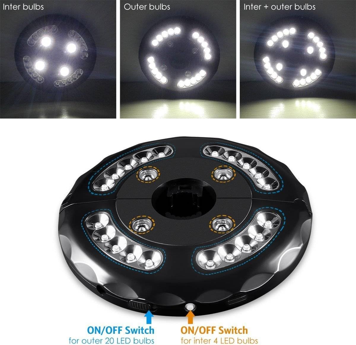 Xhope Patio Umbrella Light, Cordless 24 LED Night Lights, 12,000 lux Umbrella LED Light, Umbrella Pole Light for Umbrellas, Camping Tents or Outdoor,Battery Operated - - 