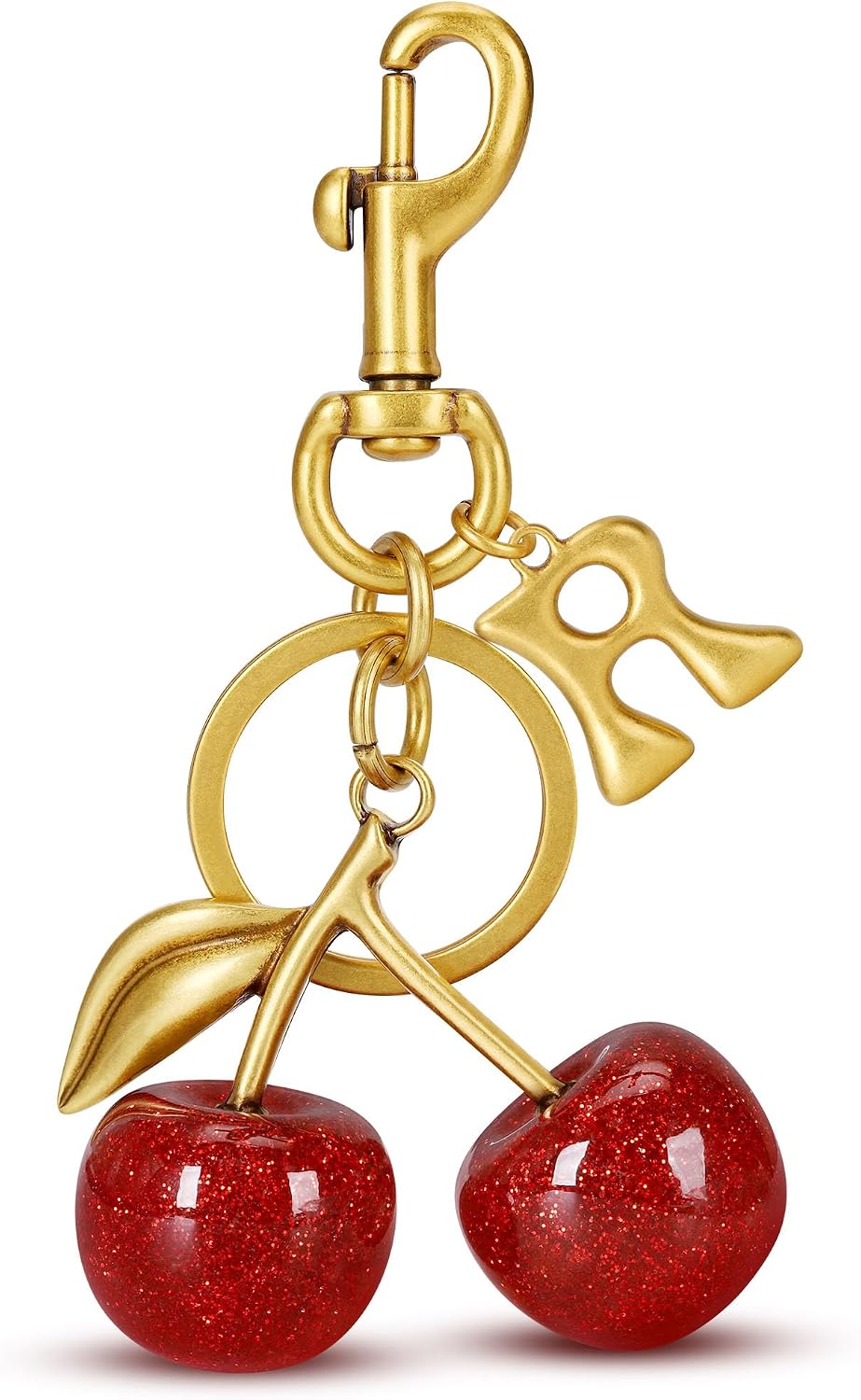 Cherry Initial Bag Charm for Handbags, Purse Charm Keychain