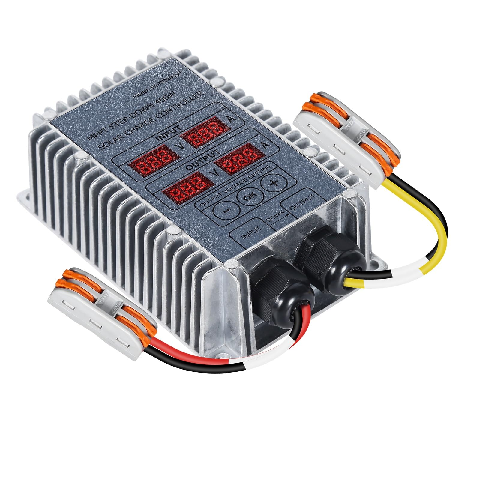 DEWIN Controlador de Carga Solar, Boost MPPT Regulador de Carga Solar 24-85V Voltaje Ajustable Step Up Cargador de Batería Solar 400W