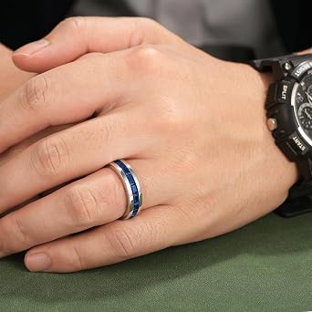 Men's Emerald Ring Silver Plated 19 Gemstones
