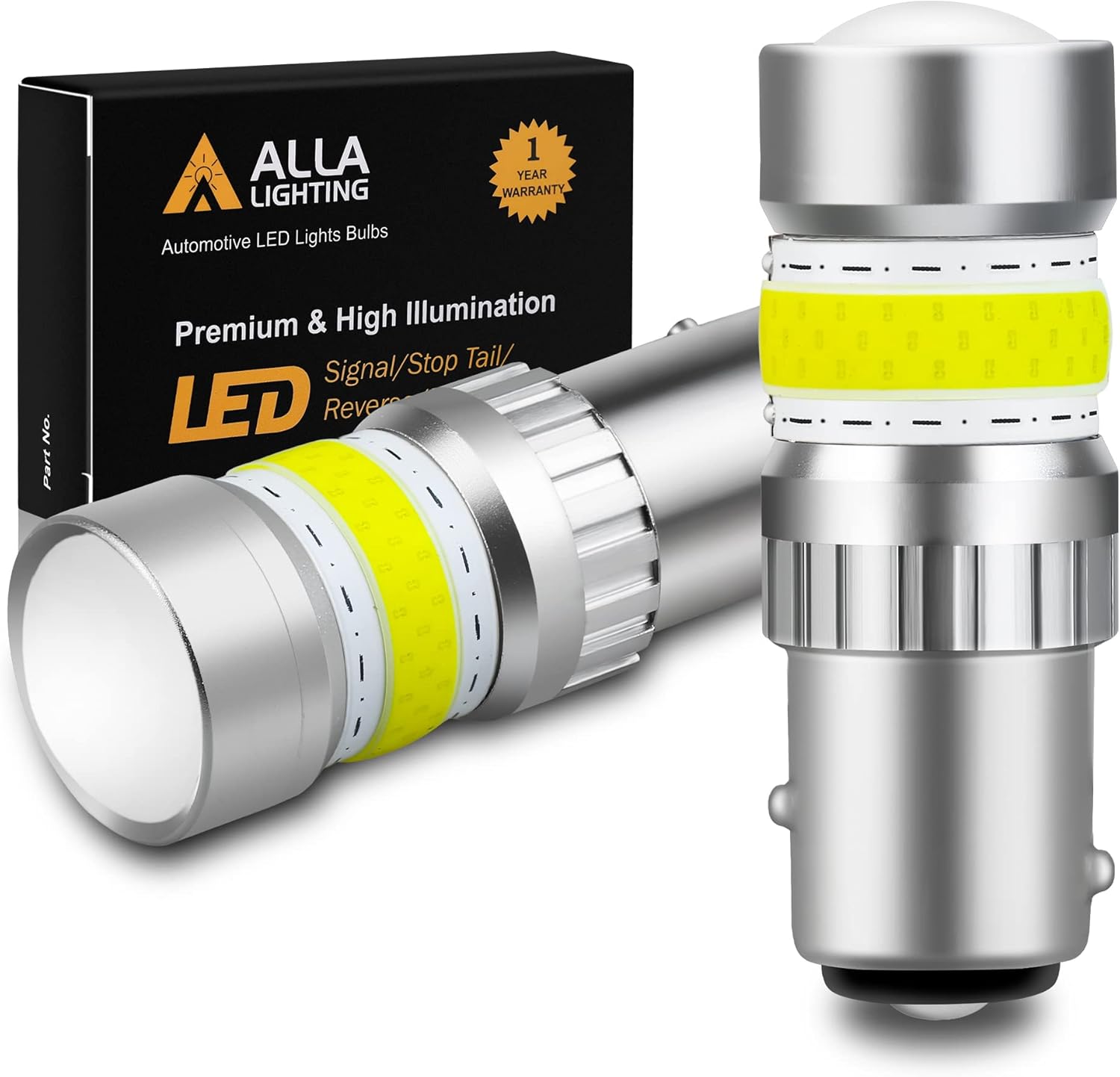 Alla Lighting 2800lm Xtreme Super Bright BAY15D 1157 LED Bulbs High Power COB 72-SMD LED 1157 Bulbs 7528 2057 2357 LEDs, 6000K Xenon White (Set of 2)