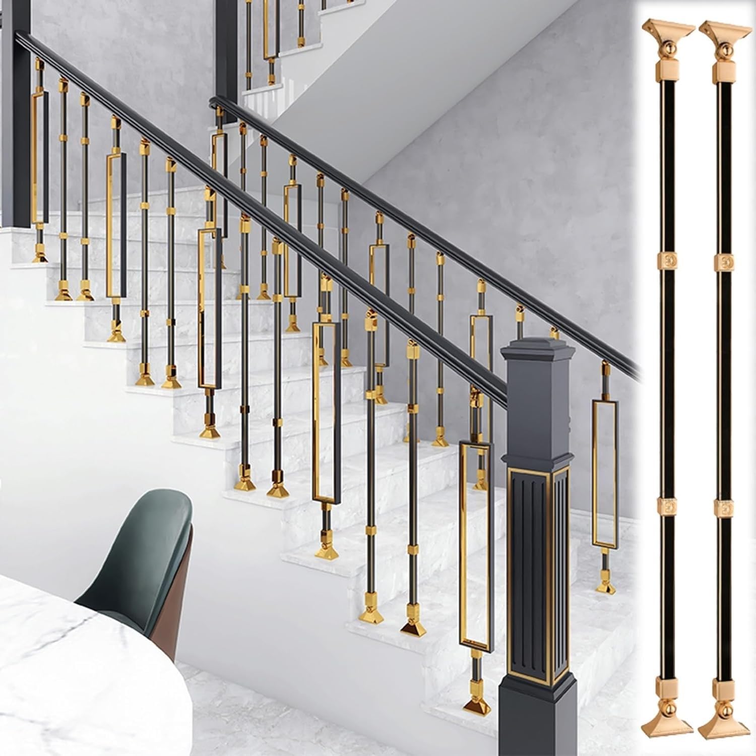 Poteaux de rampe d'escalier en métal aluminium au design rond épuré pour bistrot