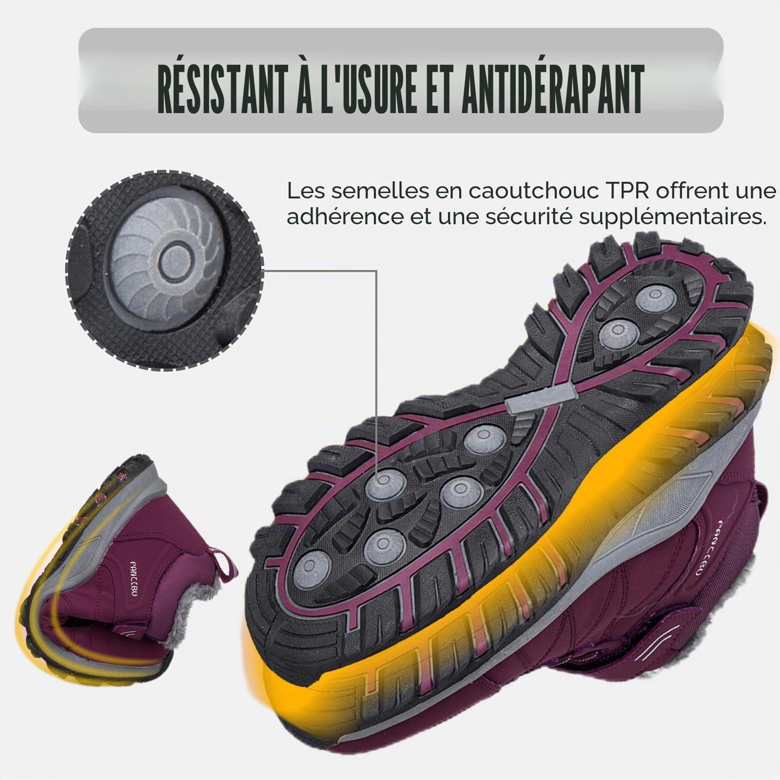 Bottes de Neige Femme Chaude Fourrées Bottes Hiver Femmes Imperméable Chaussures de Randonnée Femme Antidérapant
