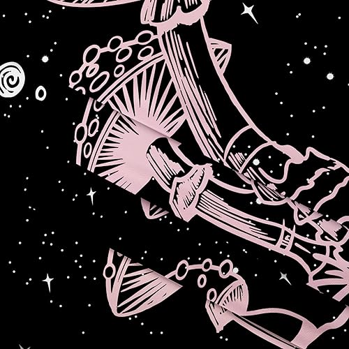 Miniatura 7 de SCECALA Tapiz de hongos rosa con diseño de mandala bohemio con hongos rosados, tapiz de estrella blanca y negra, para colgar en la pared,