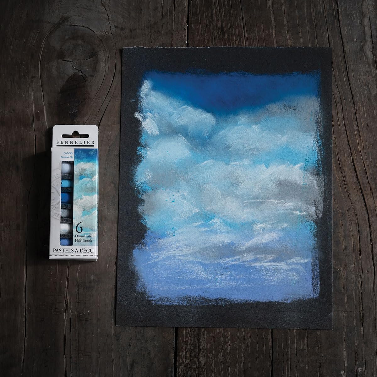 SENNELIER Extra-Soft French Pastel for Professional Artists, Half Pastel Summer Sky inspired Set of 6