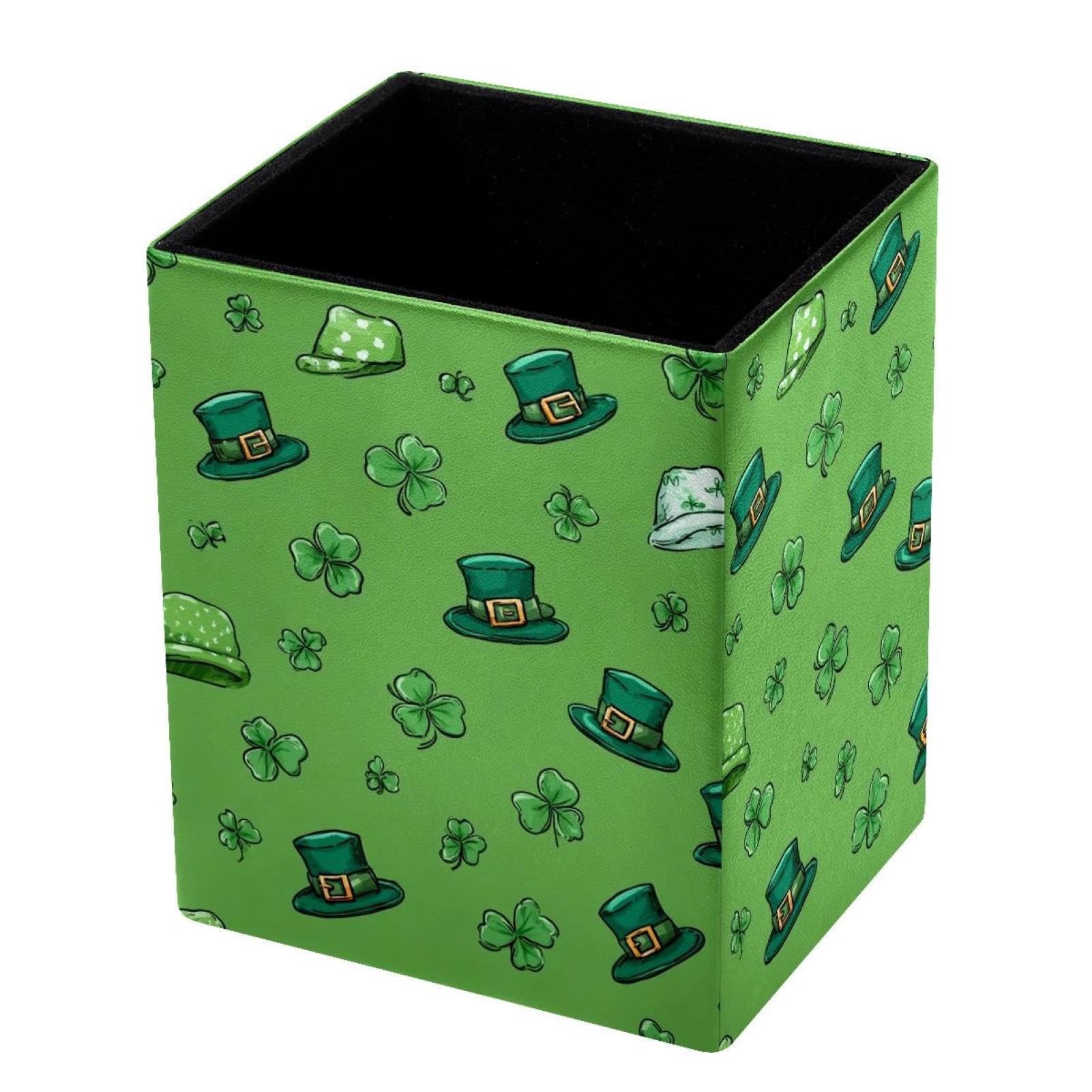 VAPOKF Pencil Holders for Desk, St. Patrick's Day Printed Pen Holders Pen Pot Makeup Brushes Storage Desktop Stationery Supplies Organiser for Home Office