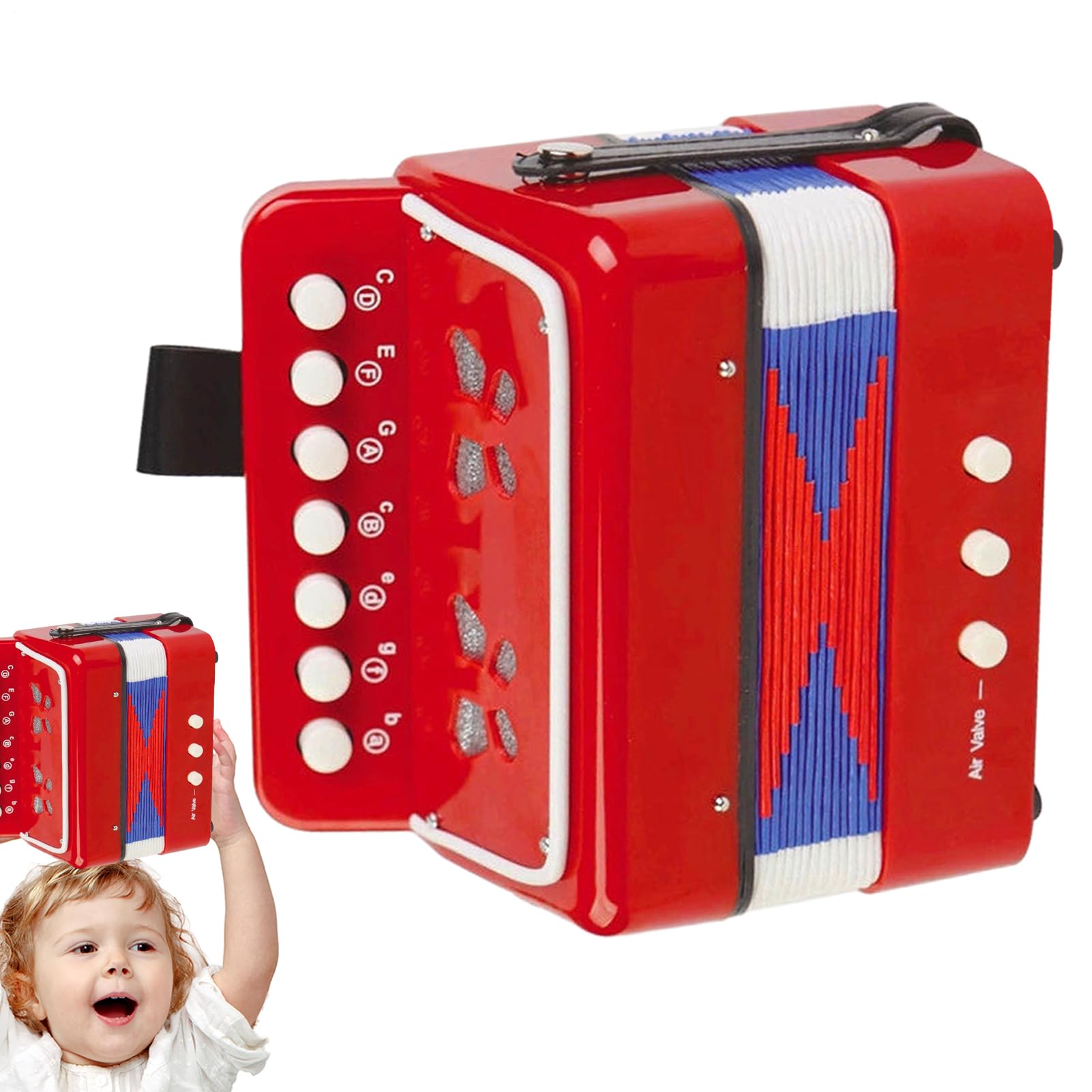 Jouet Accordéon Pour – Instrument De Musique Portable À 7 Touches | Mini Accordéon ABS Pour | Coordination Œil-main Éducative, Léger, Facile À Transporter, Cadeau D'anniversaire Pours
