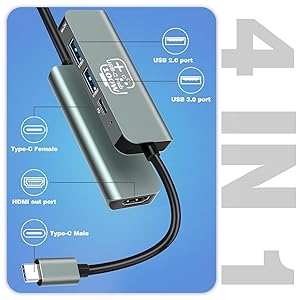 USB C Hub, USB C to HDMI Adapter Docking Station for Nintendo Switch/Switch OLED/MacBook/iPad/iPhone/Android Phone/Laptop, 4in1 Port Portable Multiport TV Adapter Samsung Dex Electronic Accessories