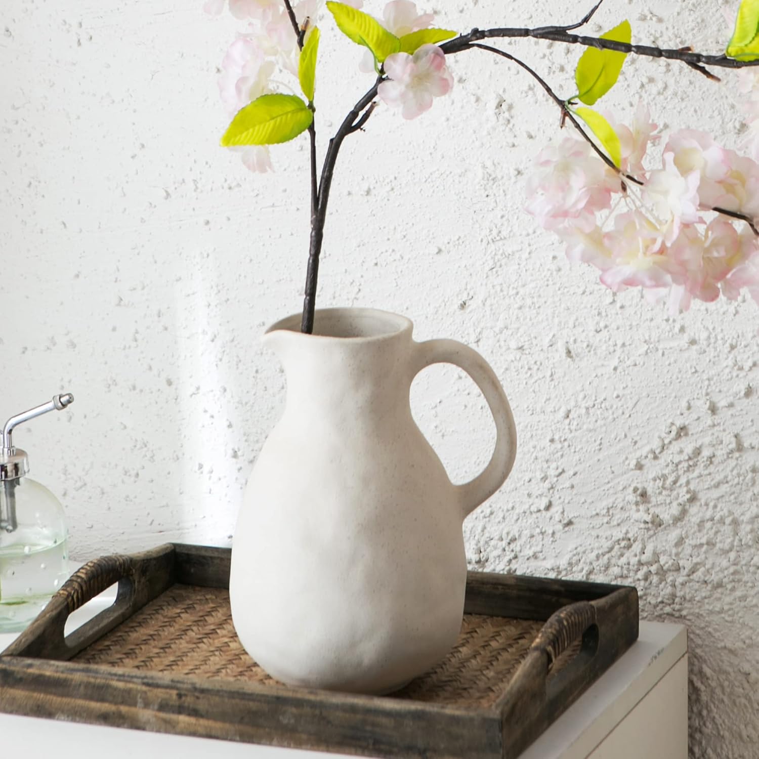 Kimdio Ceramic Vase with Handle, Modern Farmhouse Pitcher Vases for Home Decor, Rustic Pottery Vase, Decorative Clay Flower Vase, Centerpieces for Living Room - Image 7