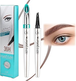 Eyebrow Pencil Tattoo Eyebrow Pen Waterproof Microblading Eye Brow Makeup Tool with Fork Tip Long-lasting for Natural Hair Like Defined Smooth Brows Makeup Rapid Natural Brow (Dark Brown)