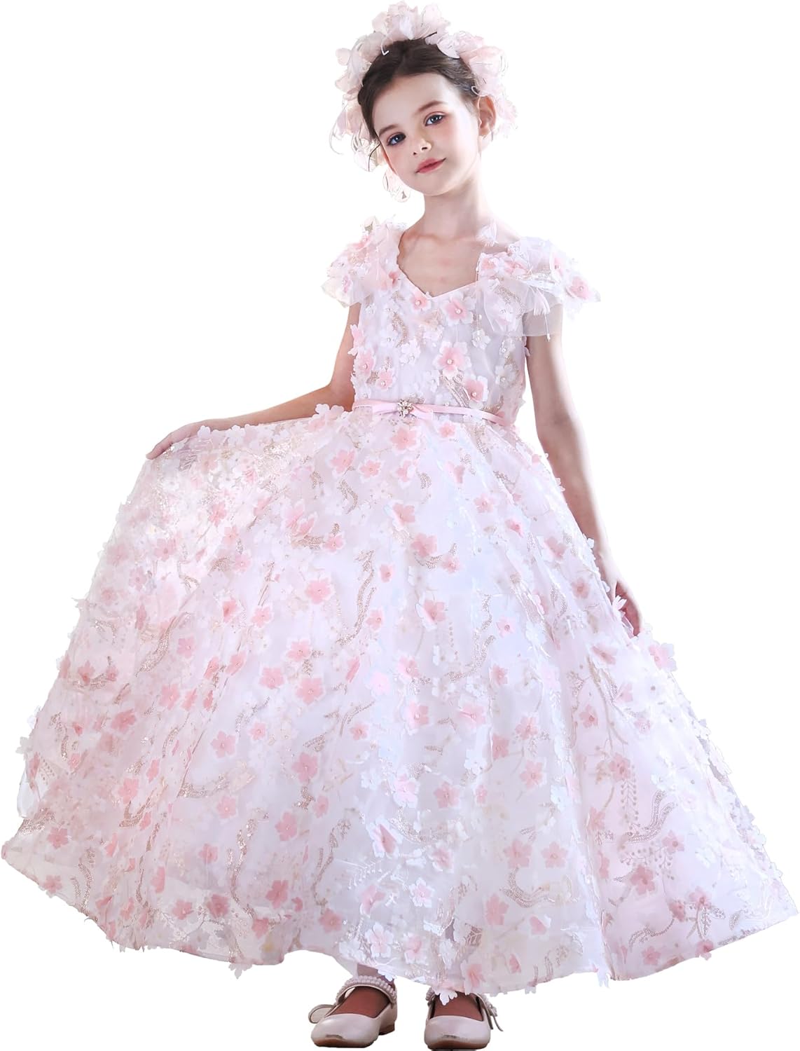 Gorgeous Kids' Dress: Burgundy Sequin Bodice & Puffy White Tulle Skirt