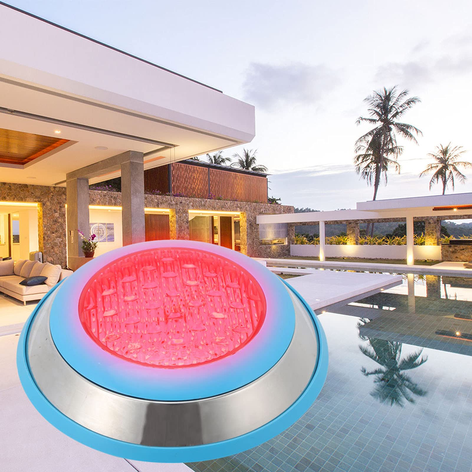 Garosa Lampada Subacquea in Acciaio Inossidabile IP68 Impermeabile, Lampada Subacquea a Parete a LED da 15W per Fontane da Piscina, Controllo RGB con Telecomando, Voltaggio Sicuro AC12V