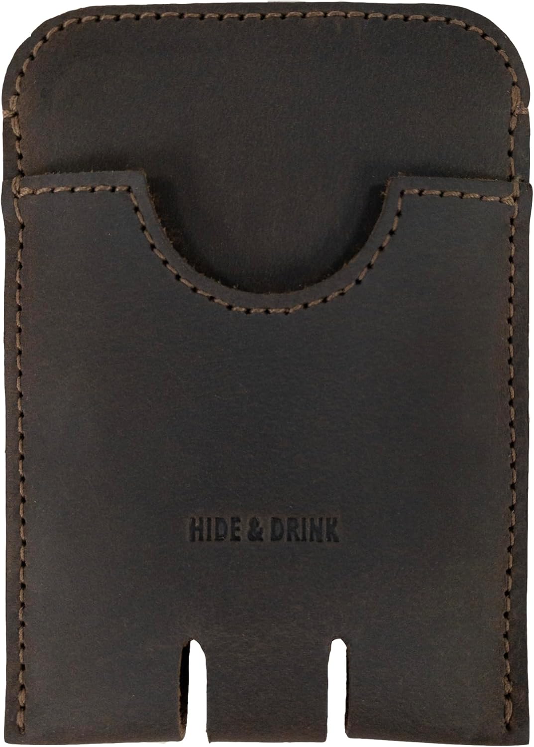 Hide & Drink, Business Push Card Holder, Minimalist Cash Organizer Handmade from Full Grain Leather - Bourbon Brown