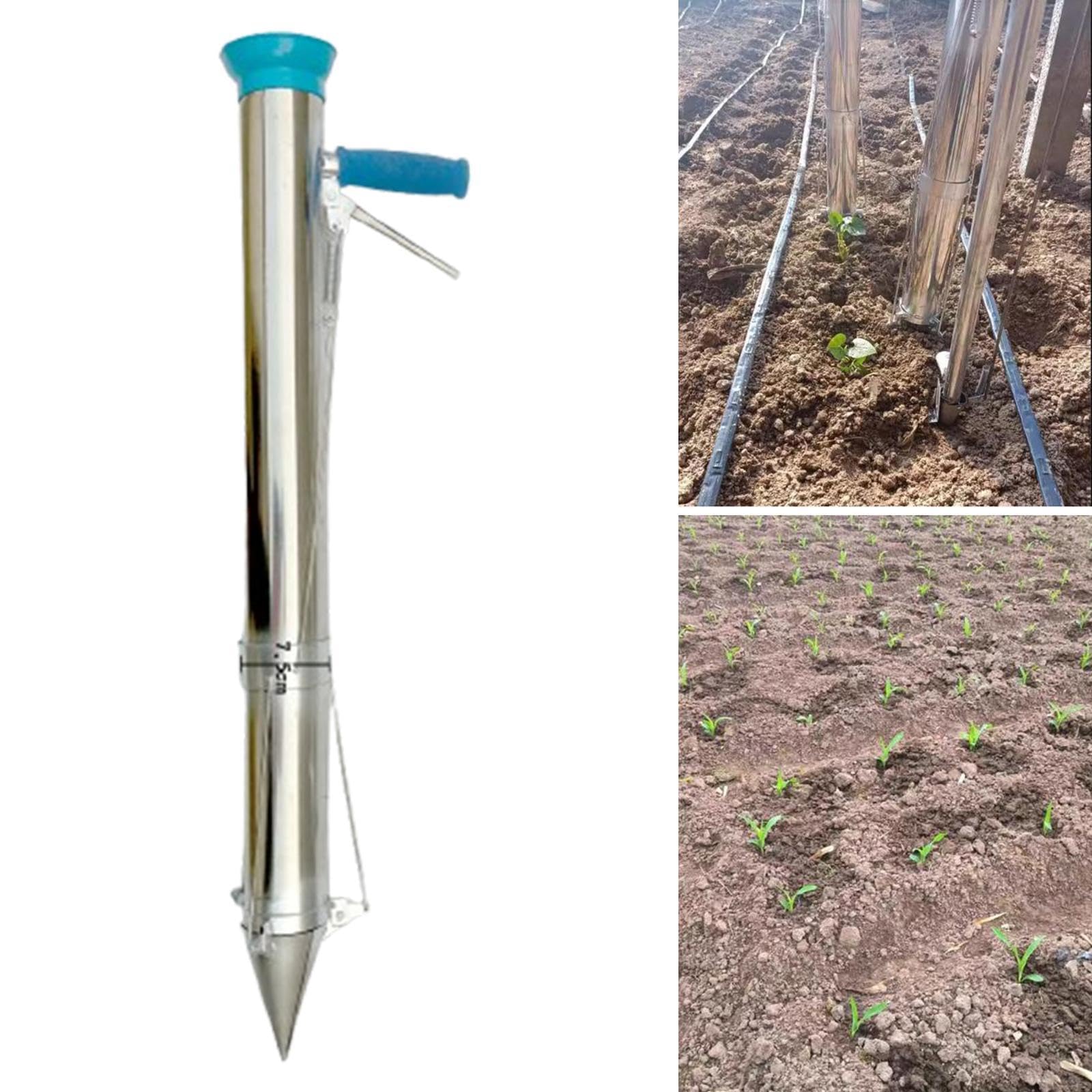 Bulb Planter Aparato Manual para Realizar Agujeros Trasplantar Y Tomar de Suelo Fabricado en Acero Inoxidable Útil para Jardinería, Mango único