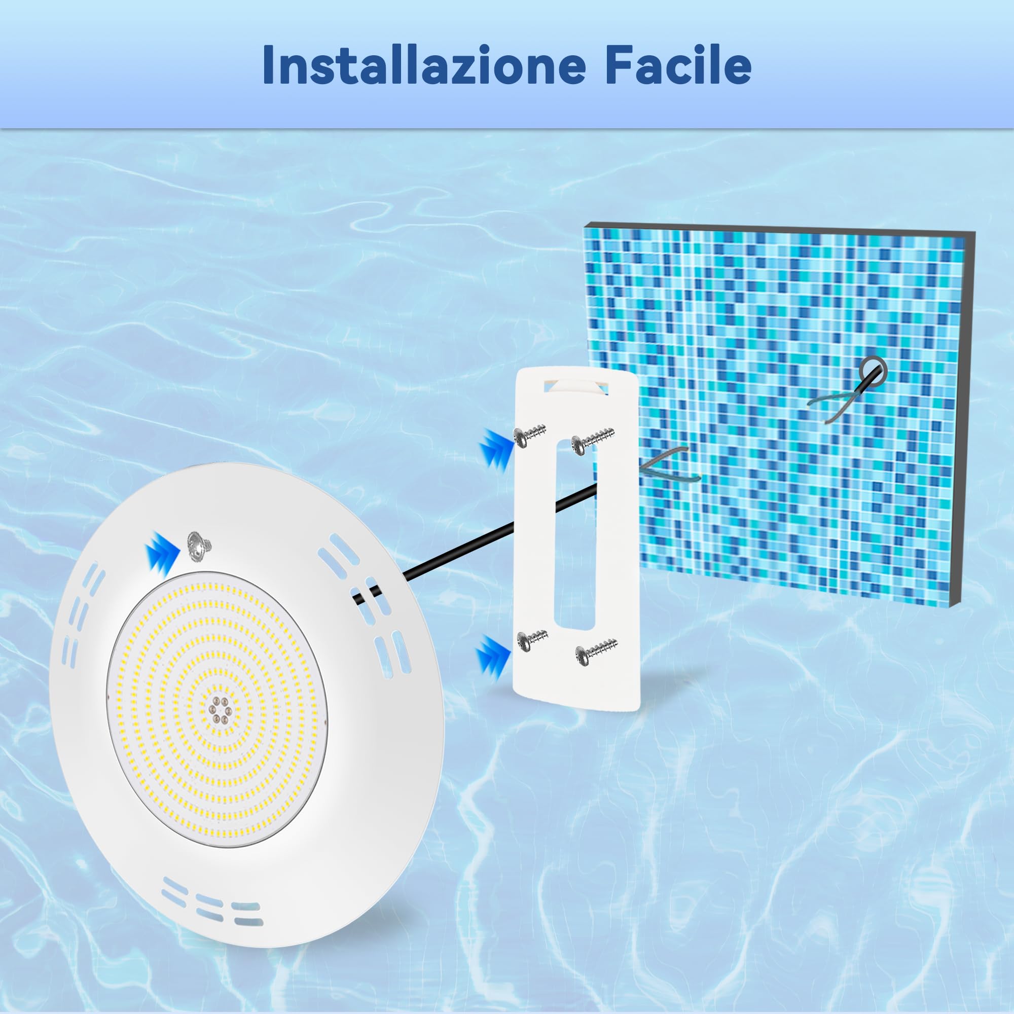 LyLmLe Luce Piscina LED Riempito di Resina, 35W Faretti LED Illuminazione ultrapiatta(équivalent 300W Lampada alogena), 3500lm,140°angolo, IP68 Impermeabile, Montaggio Superficiale, 12V AC/DC,6000K