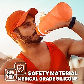 Kemier Collapsible Silicone Water Bottles-750ML,Medical Grade,BPA Free Travel Water Bottle Can Roll Up,26oz,Leak Proof Foldable Sports & Outdoor Water Bottles