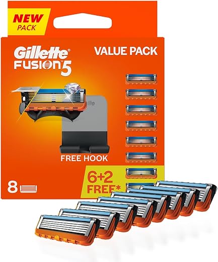 Gillette Fusion Manual Blades for men with styling back blade - 8 count for Perfect Shave and Perfect Beard Shape