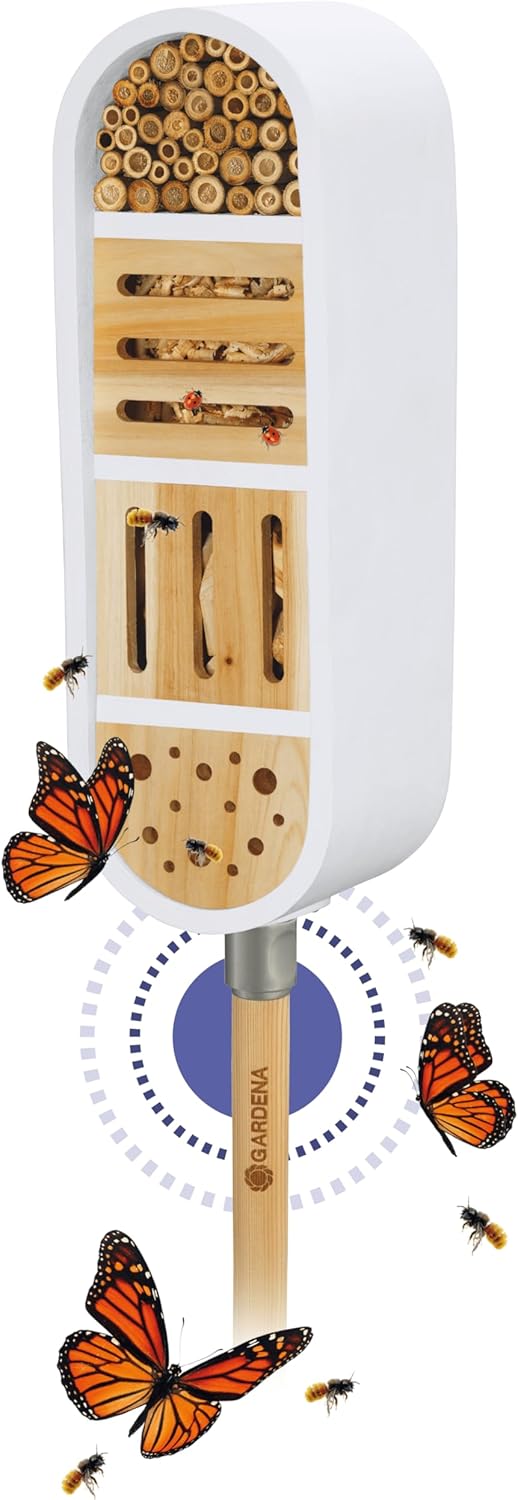 Gardena ClickUp! Insect Hotel: Protective House That Promotes biodiversity, Weatherproof, usable All Year Round, Fixes securely to The Ground (11370-20)