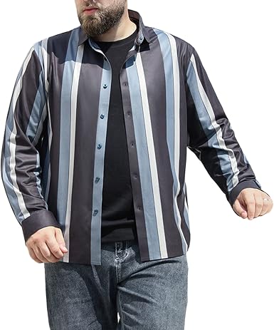 Amazon.com: Camisas de rayas para hombre de manga larga, básicas, para  negocios, tallas grandes : Ropa, Zapatos y Joyería