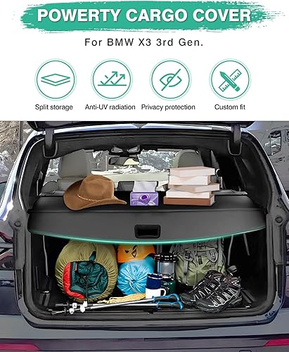 Miniatura 49 de Powerty Cubierta de Carga para Accesorios Kia Sportage 2023-2025 2026, Textura de Lona Cubierta Retráctil para Maletero Trasero de Carga de Equipaje