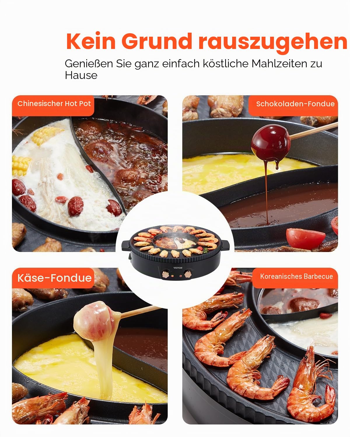 VEVOR YS-KS2212 Multifunktionale BBQ Hot Pot, Kunststoff