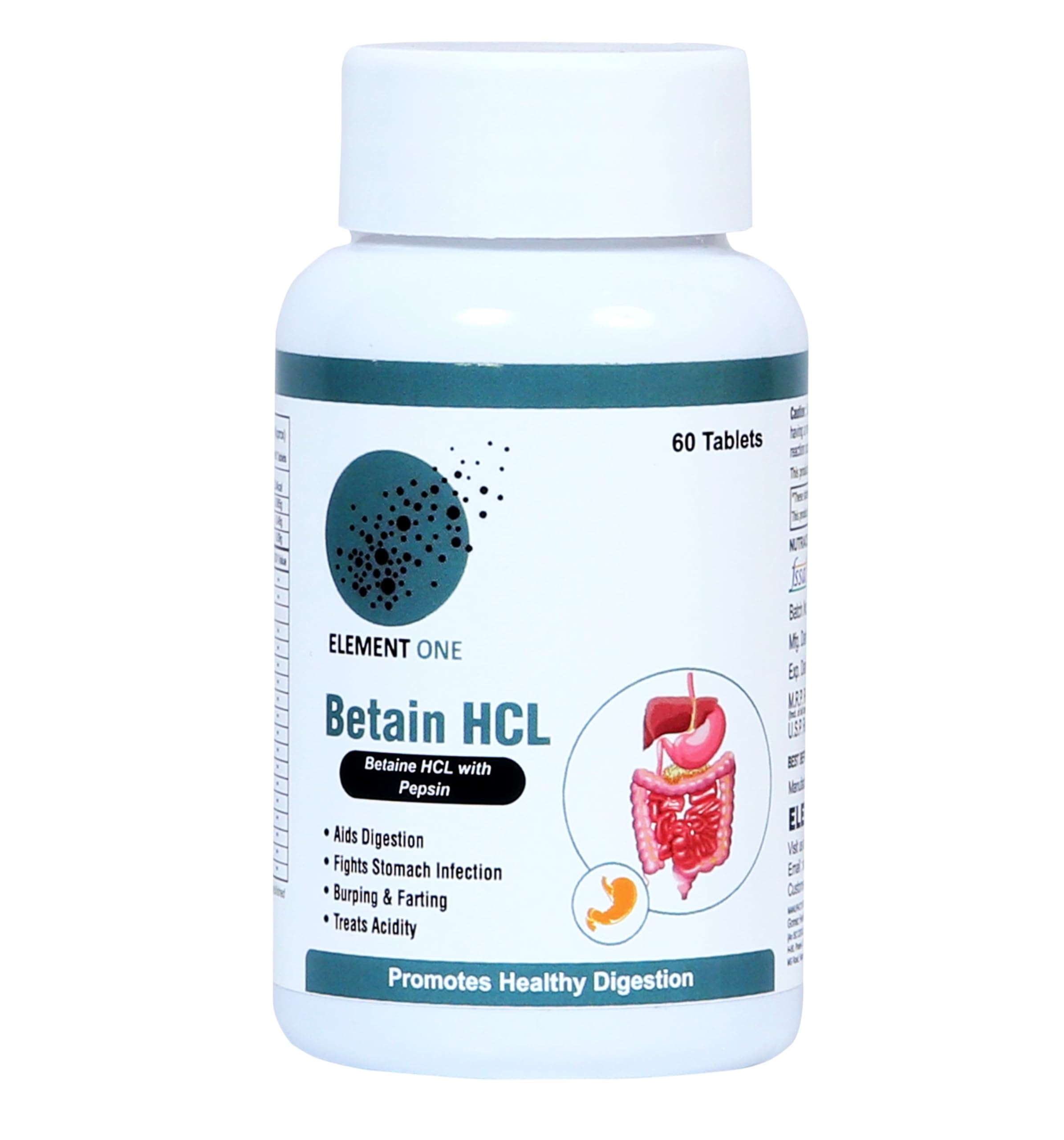 Element One Betaine HCL with Pepsin Stomach Acid Balance & Digestive Enzymes Health Support Acidity, Indigestion, hcl supplement Gut Health Support, Nutrient Absorption (120) (B0D1KR5T5M) Amazon Price History, Amazon Price Tracker