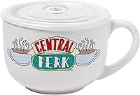 Silver Buffalo Caneca de Cerâmica Amigos Central Perk de 680 g com Tampa Ventilada, 24 Onças