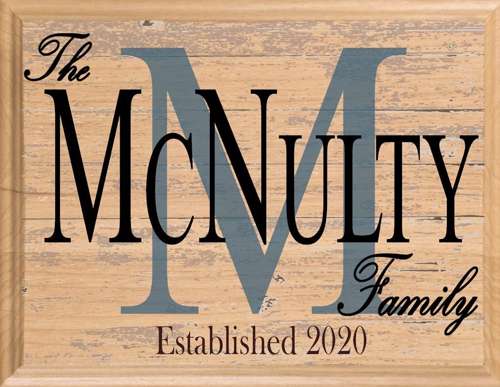 Family Name Sign with Established Date CUSTOMIZED Wedding Gift For Couple Monogram Personalized Home Decor EST. Date 11in x 8.5in x .75in