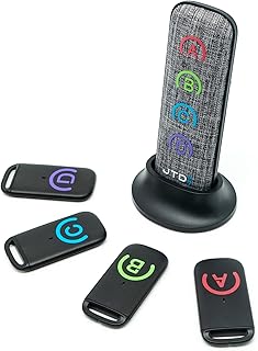 Fabric Key Finder Locator | Wireless RF Lost Key and Wallet Finder Item Locator w/Replaceable Battery (1 Transmitter + 4 Receivers) by J-Tech Digital [JTDKF4F]