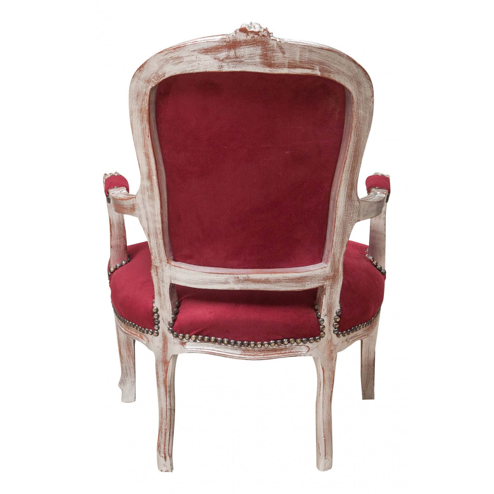 Biscottini Poltrona barocca 102x67x65 cm | Sedie luigi XVI imbottite | Sedia salotto in velluto rosso stile francese | Poltrone stile particolare