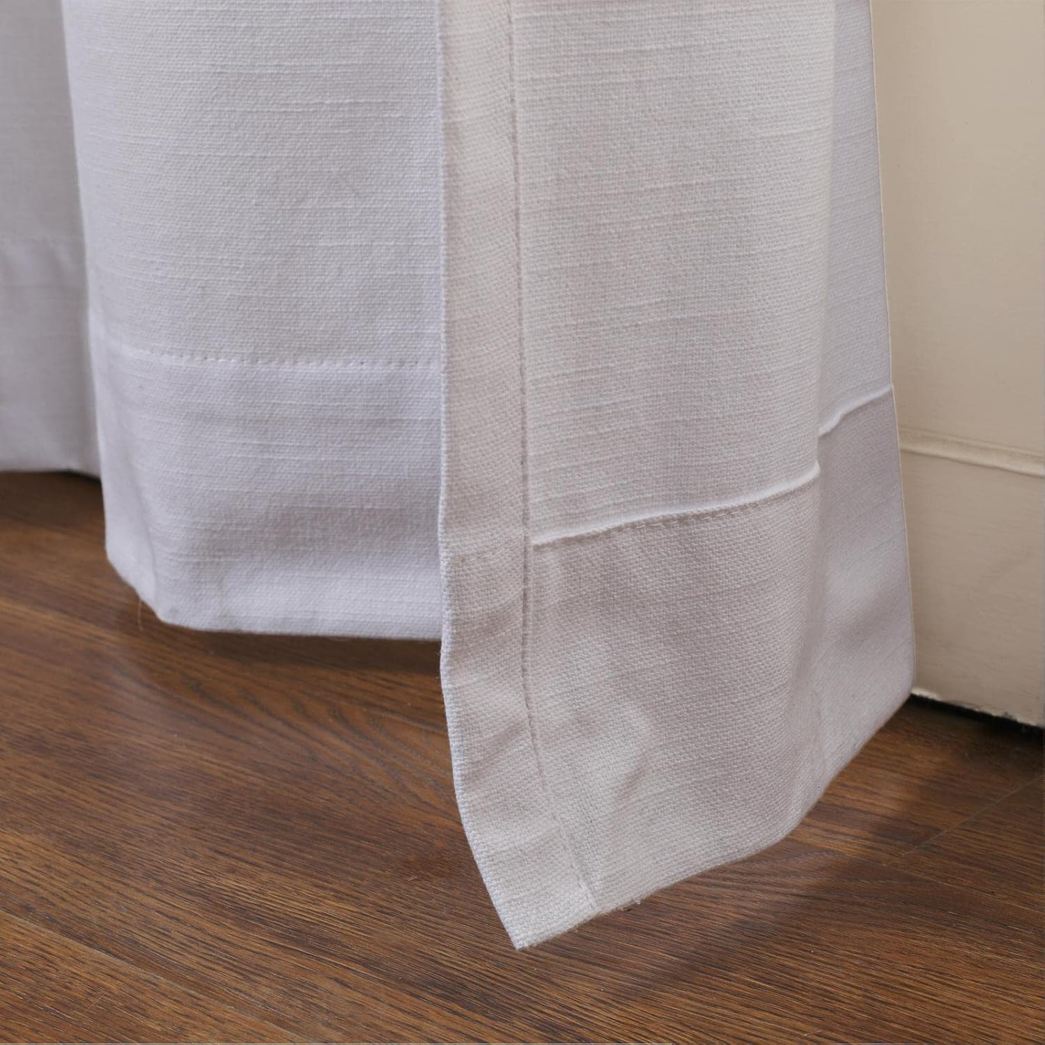 ChadMade 100% Cotton Duck 102 Inches LongDrape Light Filtering, 1 Panel 50 x 102 Inches White Curtain Plain Weave, Hook Belt Rod Pocket Back Tab Curtain Panel, Unlined, BOZI Collection