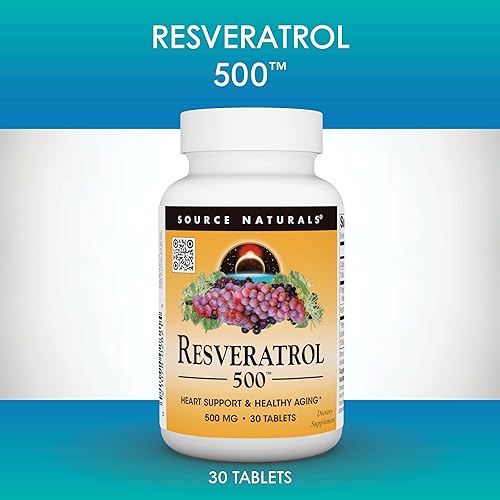 Miniatura 6 de Source Naturals Resveratrol 550, Apoyo al Corazón y Envejecimiento Saludable*, 500 mg - 30 Tabletas