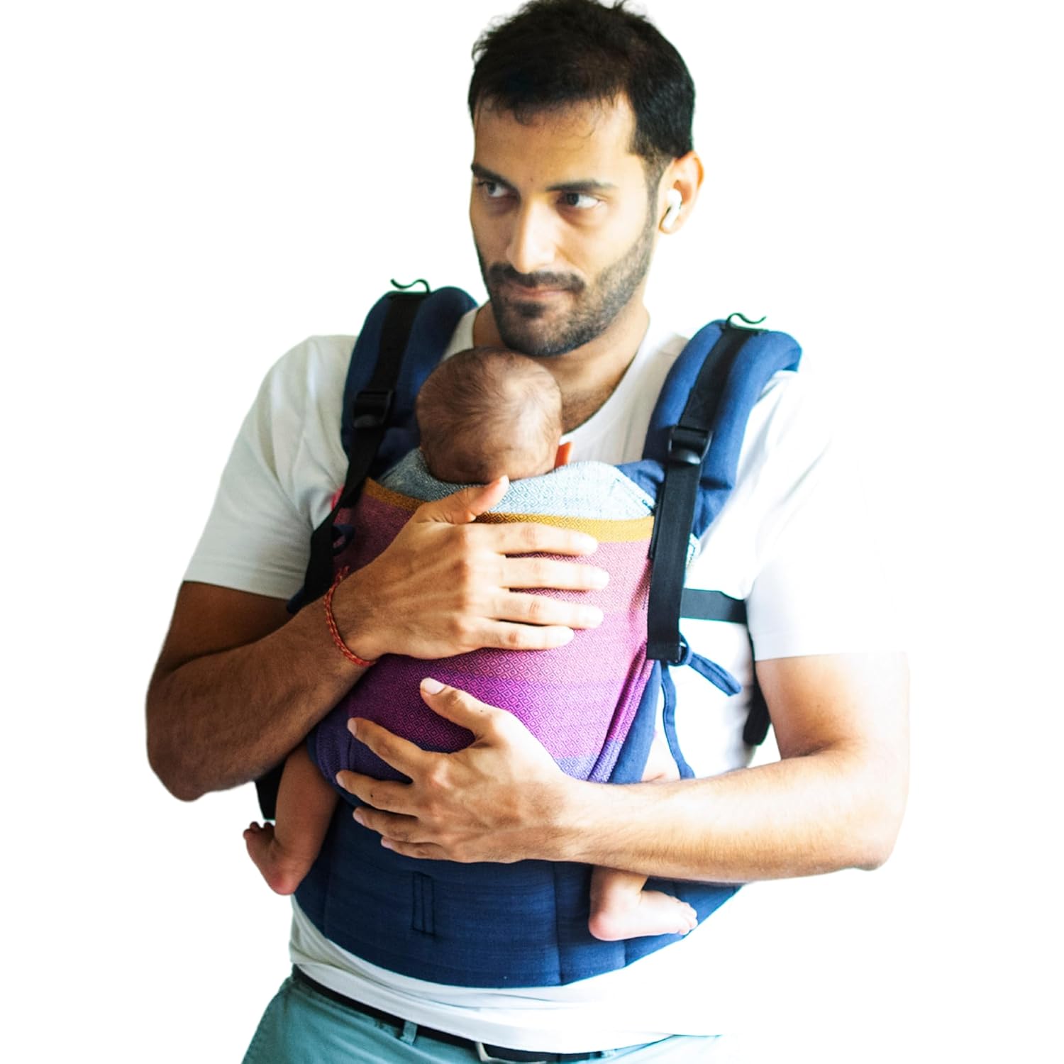 A Anmol Baby Ergonomic Adjustable Baby Carrier Flexy – Premium 100% Handwoven Cotton Newborn to Toddler – 1 Day to 4 Years, 4 Ways to Carry, ASTM Tested, 3-20kg (Rishaan Navy Blue)
