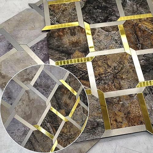 Miniatura 3 de XUANINY Azulejos metálicos para salpicaduras de 10 hojas, paneles de pared autoadhesivos de múltiples formas, mosaico 3D para decoración de cocina y
