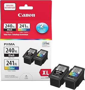 Canon Genuine Ink PG-240XL Black/CL-241XL Colour, High-Yield Value Pack (2 Cartridges), Canon Ink Cartridges for PIXMA MG4220, MG4120, MG3620 Printers – Canon Printer Ink for Crisp, Sharp Text