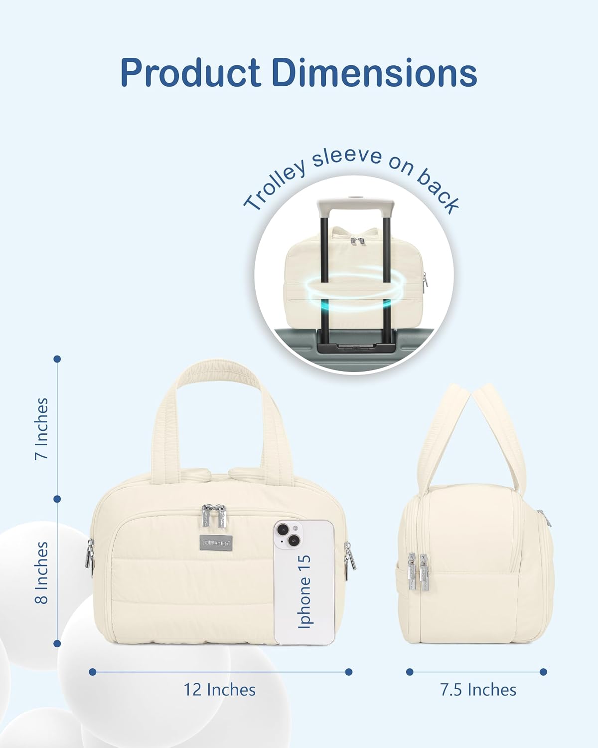 TOPDesign Travel Toiletry Bag, Puffer Makeup Organizer with Compartments