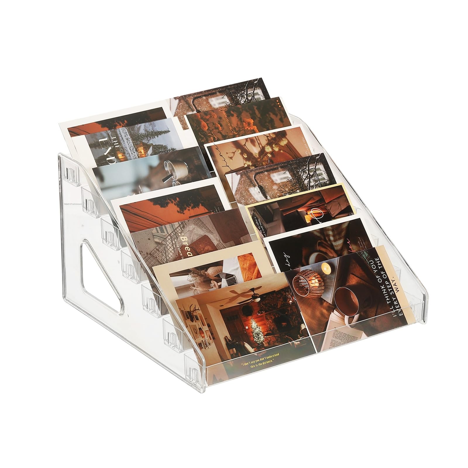 Présentoir de cartes postales portable PATIKIL à 7 niveaux en acrylique gris pour comptoir