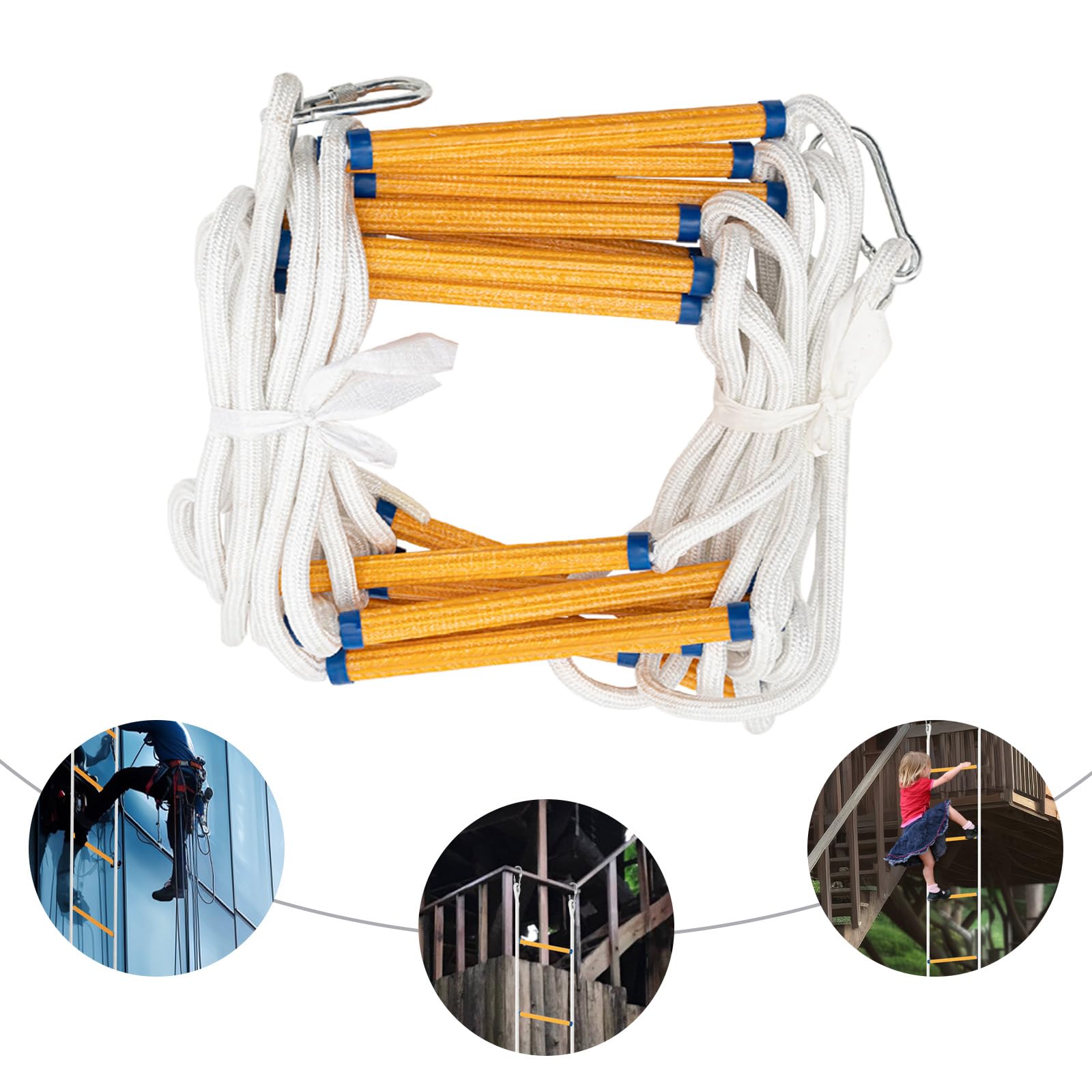 Escalera de bomberos de 12 m, capacidad de carga de aproximadamente 200 kg, para escapar de incendios, escalera de cuerda, resistente al fuego para rescate de incendios, construcción civil,
