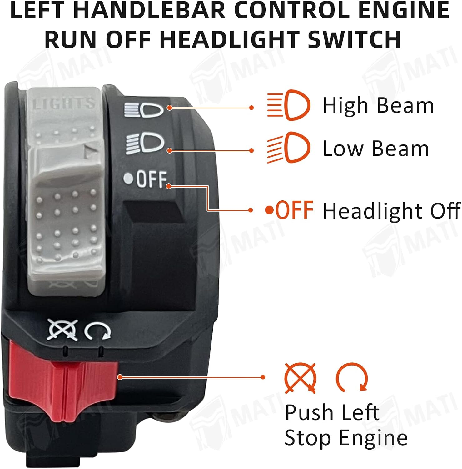 Condition photo showing New/Like New for m mati left handlebar control engine run off headlight switch for yamaha blaster 200 yfs200 2002-2006 5kj-83975-09-00