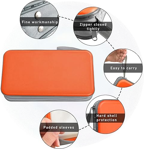 Miniatura 9 de Sylvil Funda de CD y DVD para automóvil, soporte de plástico duro para CD de capacidad para 96 unidades, organizador de discos de DVD con cremallera