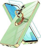 Vista 195 de Gritup Funda para Samsung Galaxy A14 5G: Funda para Samsung A14 2 piezas, protector de pantalla, soporte de anillo de rotación de 360°, soporte