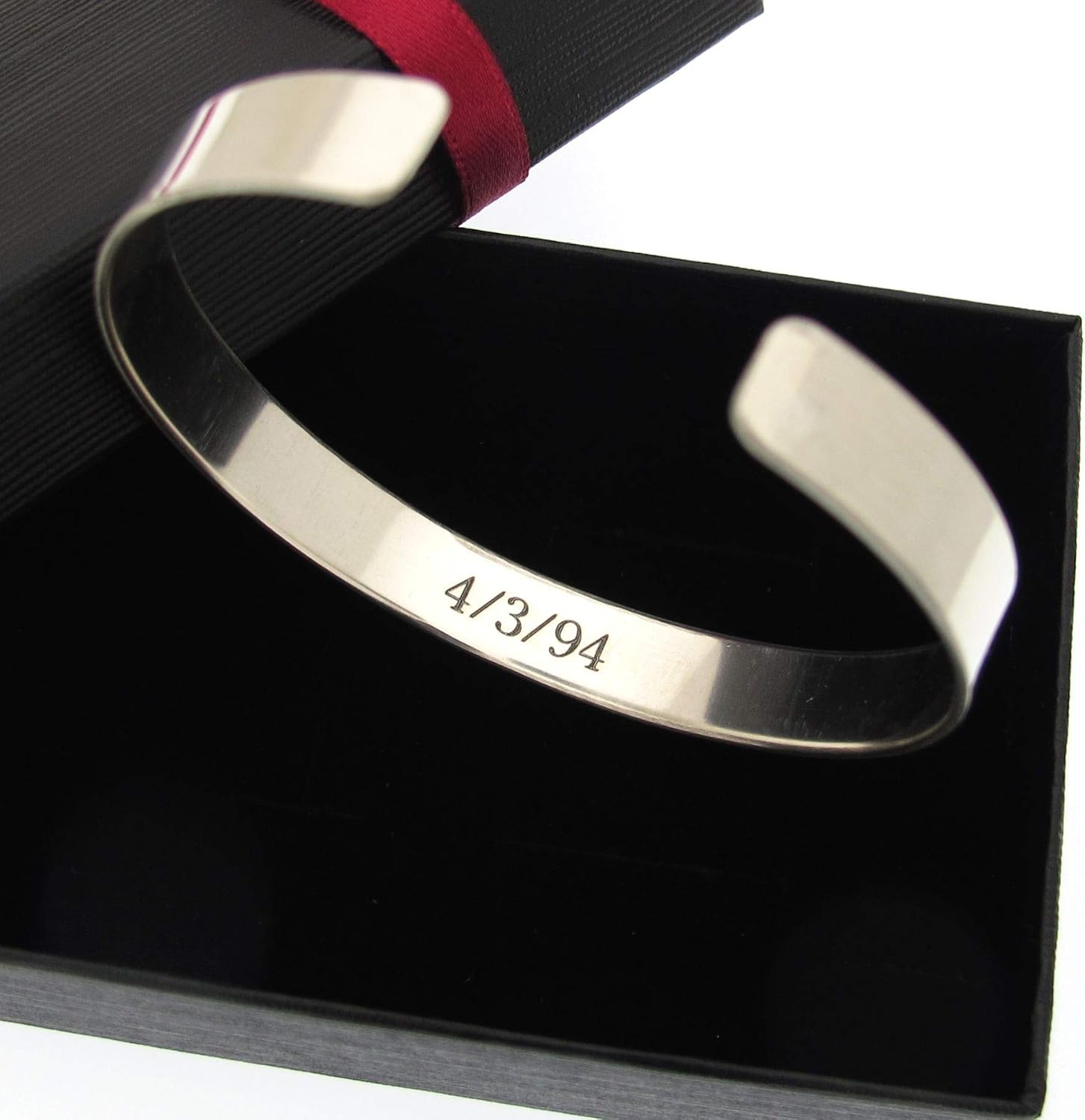 Personalized 925 Sterling Silver Bracelet for Men Custom Engraved Cuff bracelet, Birthday Boyfriend Gift Husband Gift, 8mm wide silver cuff